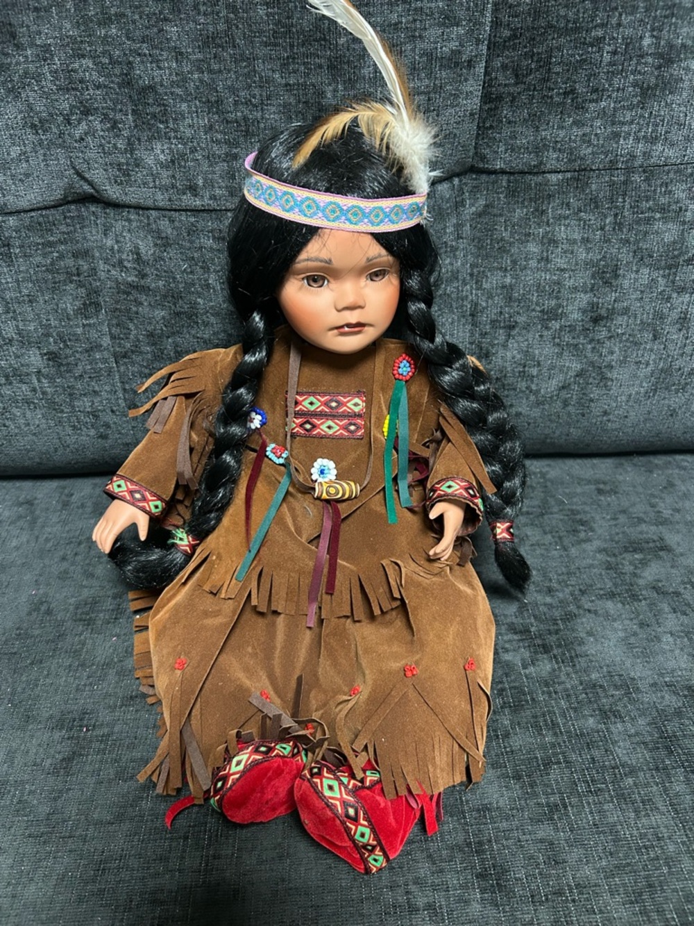 Timeless Limited Collection Brown Braided-Style Dress Doll with Red Shoes